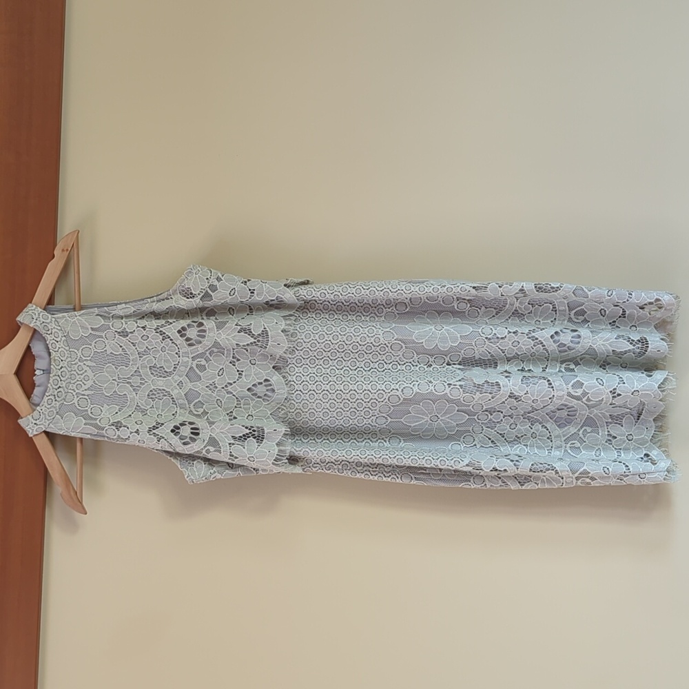 Misguided Light Grey Lace Midi Dress